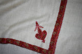 Cashmere hand embroidered white shawl 40X80 inch