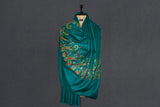 embroidered pashmina paldar shawl 40X80 inch green