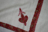 Cashmere hand embroidered white shawl 40X80 inch