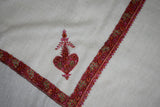 Cashmere hand embroidered white shawl 40X80 inch