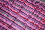 hand Embroidered womens pink stripe shawl 40"x80"