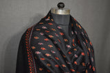 Embroidered fine wool stole 28x80 inch