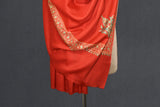 Fine wool Embroidered red shawl 40"x80"