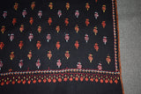 Embroidered fine wool stole 28x80 inch