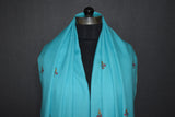 Embroidered fine wool stole 28x80 inch