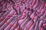 hand Embroidered womens pink stripe shawl 40"x80"