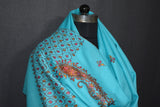 Embroidered fine wool stole 28x80 inch
