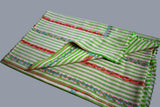 hand Embroidered womens green stripes shawl 40"x80"