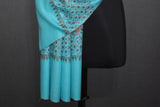 Embroidered fine wool stole 28x80 inch