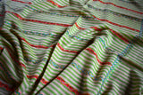 hand Embroidered womens green stripes shawl 40"x80"