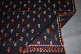 Embroidered fine wool stole 28x80 inch