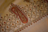 Embroidered fine wool stole 28x80 inch