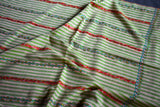 hand Embroidered womens green stripes shawl 40"x80"