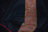 Antique pashmina trim shawl black 40x80 inch