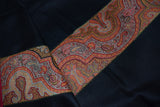 Antique pashmina trim shawl black 40x80 inch