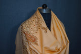 Embroidered fine wool stole 28x80 inch