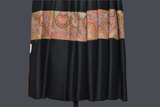 Antique pashmina trim shawl black 40x80 inch