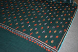 Embroidered fine wool stole 28x80 inch