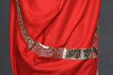 Antique pashmina trim red shawl 40x80 inch