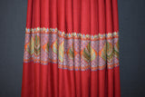 Pashmina Hand embroidered dour red shawl 40"x80"