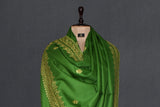 Green hand embroidered shawl fine wool 40x80 inch