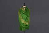 Green hand embroidered shawl fine wool 40x80 inch