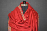 Pashmina Hand embroidered dour red shawl 40"x80"