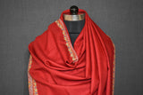 Pashmina Hand embroidered dour red shawl 40"x80"