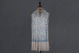 cashmere embroidered fine wool stole white 28x80 inch