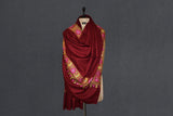 Embroidered pashmina maroon shawl 40X80 inch