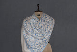 cashmere embroidered fine wool stole white 28x80 inch