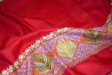 Pashmina Hand embroidered dour red shawl 40"x80"