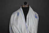 Embroidered fine wool stole 28x80 inch