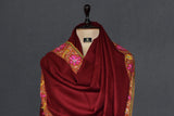 Embroidered pashmina maroon shawl 40X80 inch