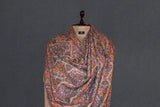 Pashmina kalamkari hand Embroidered shawl gulabkar beige 45x90 inch