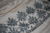Pashmina hand embroidered white paldar shawl 40x80 inch