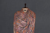 Pashmina kalamkari hand Embroidered shawl gulabkar beige 45x90 inch