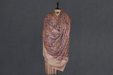 Pashmina kalamkari hand Embroidered shawl gulabkar beige 45x90 inch