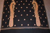 Hand embroidered pashmina black shawl 40X80 inch paisley