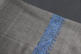 cashmere embroidered fine wool stole  28x80 inch