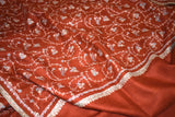 Pashmina Hand embroidered rust jall shawl 40"x80"