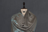Embroidered fine wool beige stole 28x80 inch