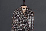 Fine wool Embroidered check shawl 40"x80"
