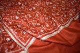 Pashmina Hand embroidered rust jall shawl 40"x80"