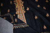 Hand embroidered pashmina black shawl 40X80 inch paisley