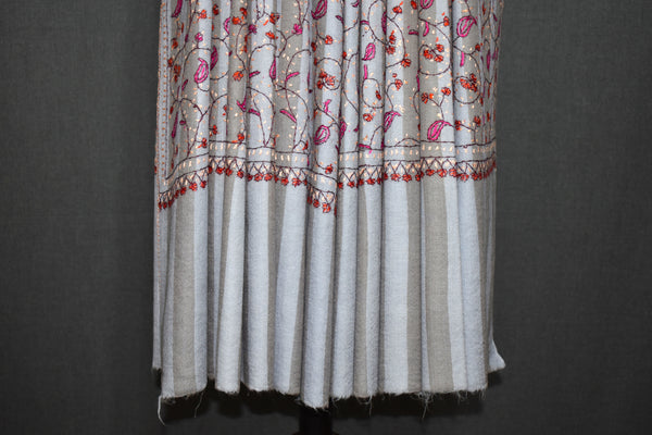 Fine wool Embroidered shawl Designdar 40x80 inch