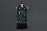 Embroidered fine wool black stole 28x80 inch