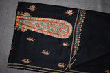 Hand embroidered pashmina black shawl 40X80 inch paisley