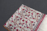 cashmere embroidered fine wool stole white 28x80 inch