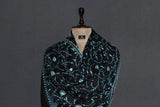 Embroidered fine wool black stole 28x80 inch